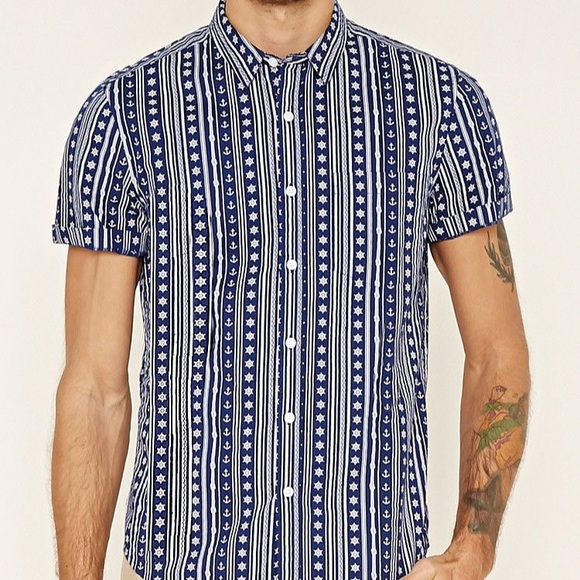 Forever 21 Other - Forever 21 Men Nautical print short ⚓️ shirt